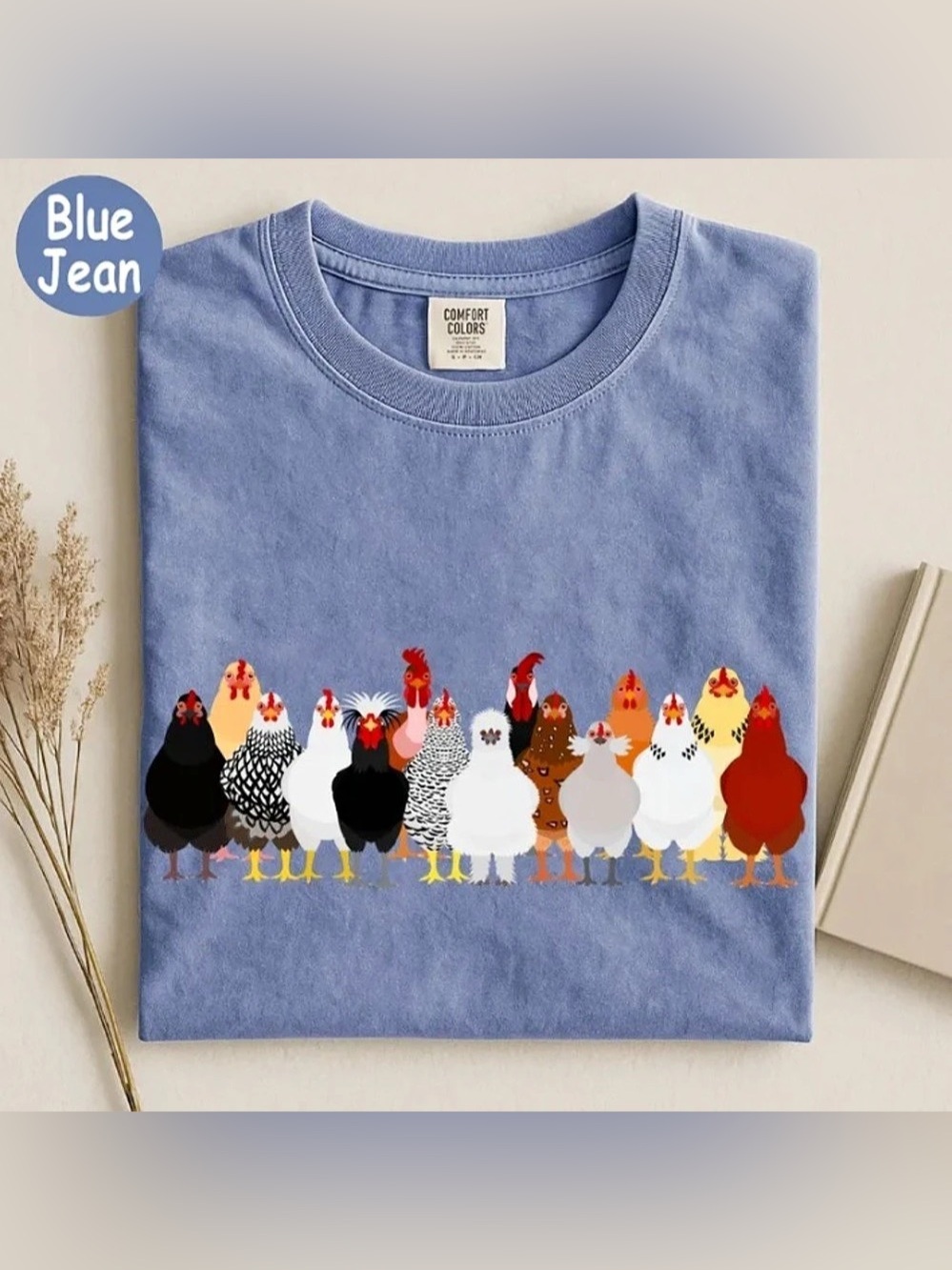 Comfort Colors Women Chicken T-Shirt, Chicken Lovers Farm Life Graphic T-Shirt